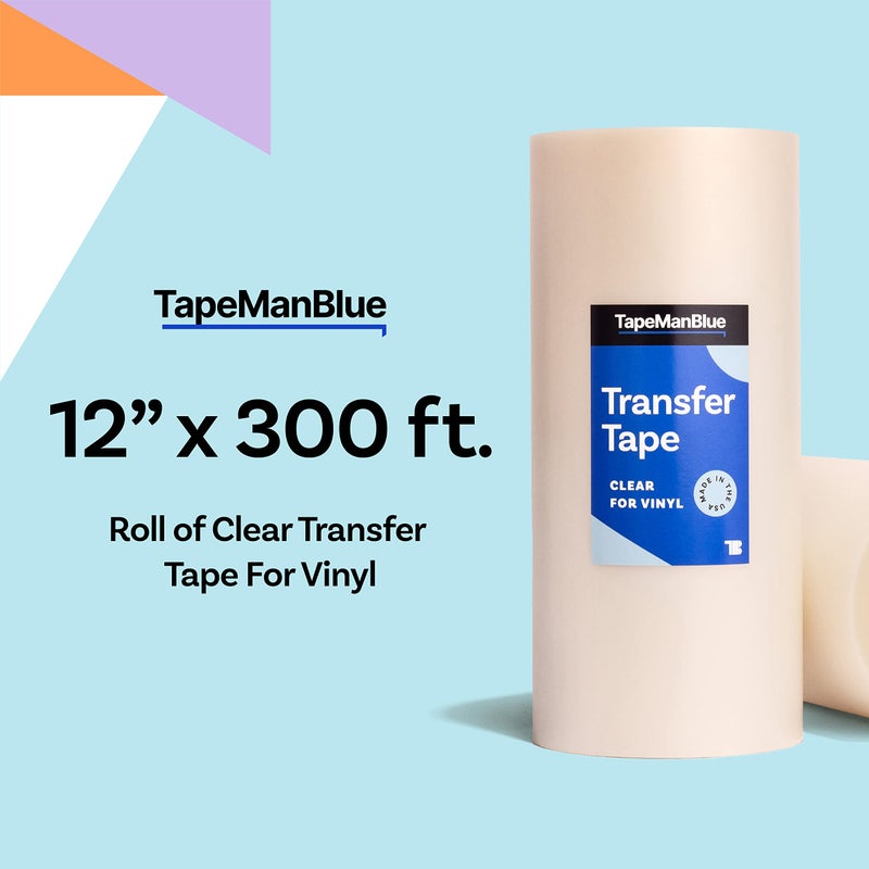 TapeManBlue 12" x 300' Roll of Clear Transfer Tape for Vinyl, Made in America, Premium-Grade Vinyl Transfer Tape for Crafts, Decals, and Letters - Image 2
